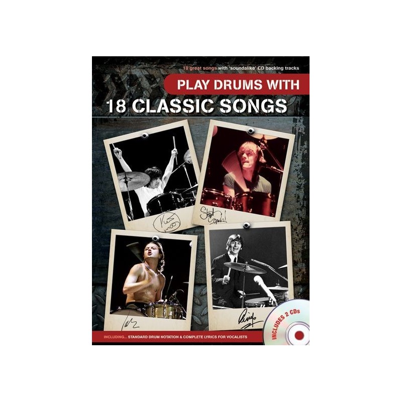 Play Drums With 18 Classic Songs (book/2 CD)