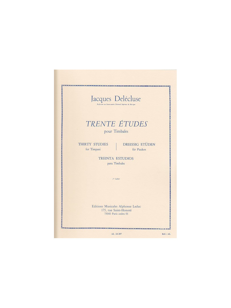 Trente Etudes pour Timbales-2 Cahier