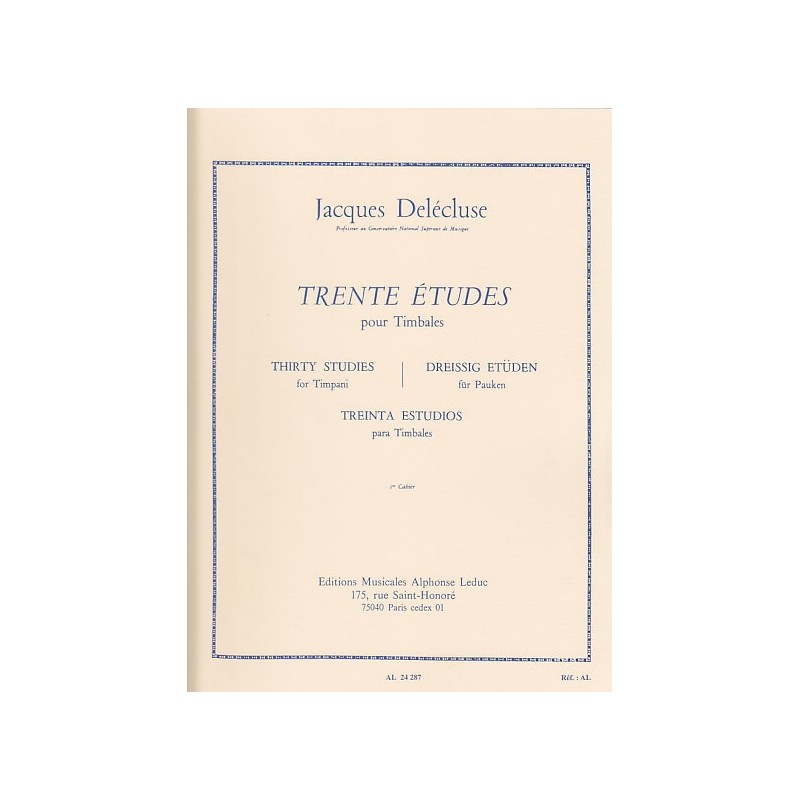 Trente Etudes pour Timbales-2 Cahier