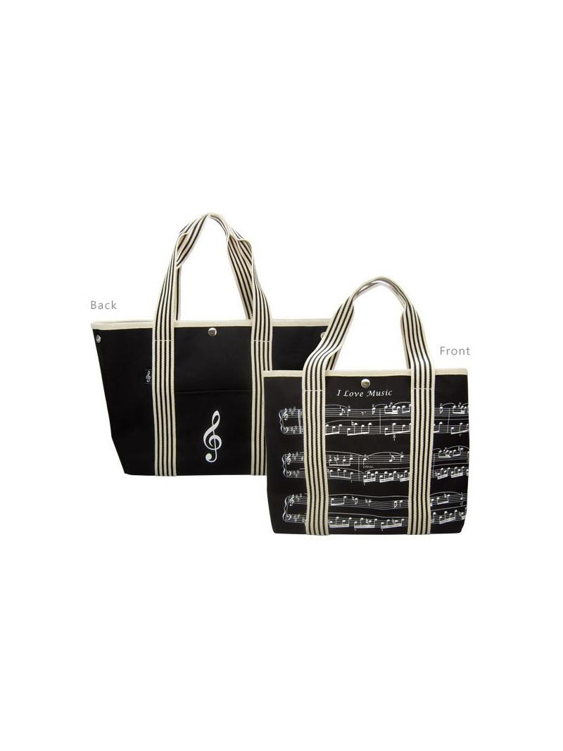 Canvas Tote Bag With Treble Clef/Sheet Music Design