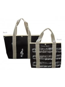 Canvas Tote Bag With Treble Clef/Sheet Music Design