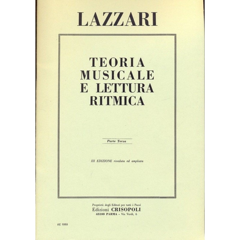 Teoria musicale e lettura ritmica - Parte terza