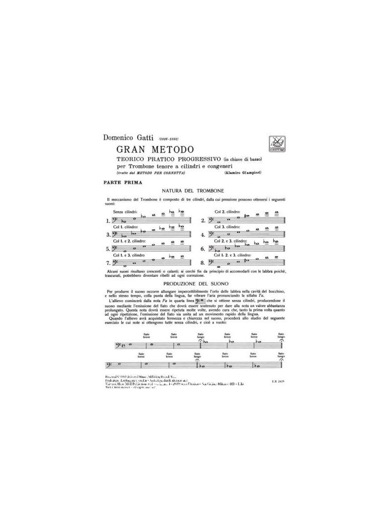Gran Metodo teorico pratico per trombone tenore - Parte I
