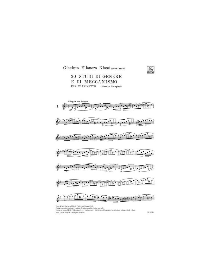 20 Studi di genere e di meccanismo per clarinetto