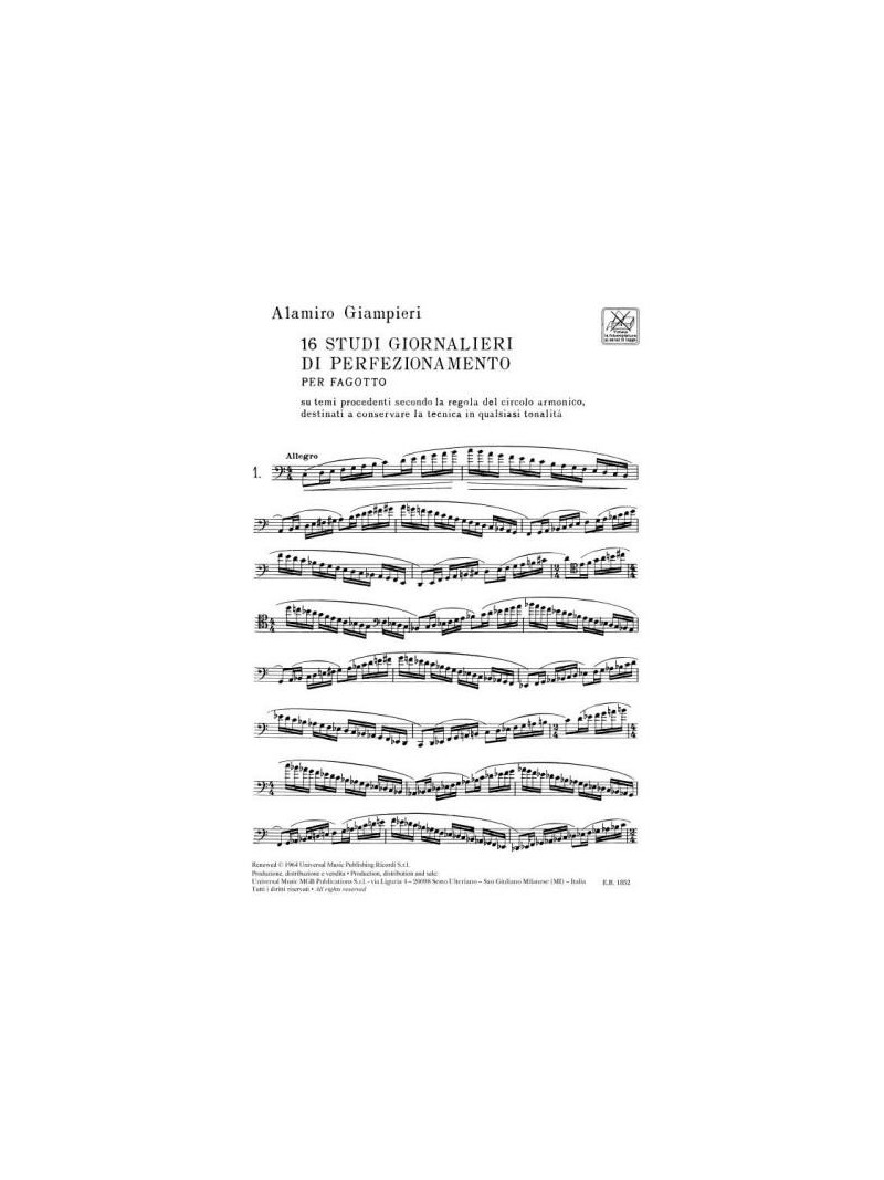 16 Studi giornalieri di perfezionamento per fagotto