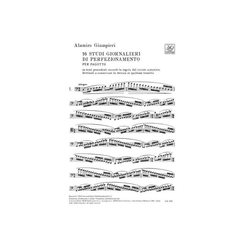 16 Studi giornalieri di perfezionamento per fagotto