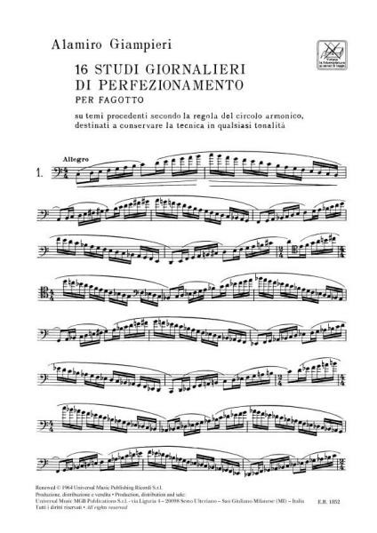 16 Studi giornalieri di perfezionamento per fagotto