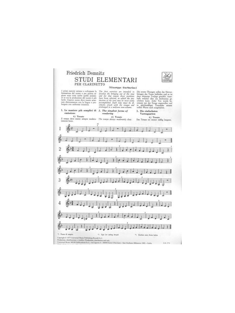 Studi elementari - Per Clarinetto