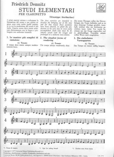 Studi elementari - Per Clarinetto