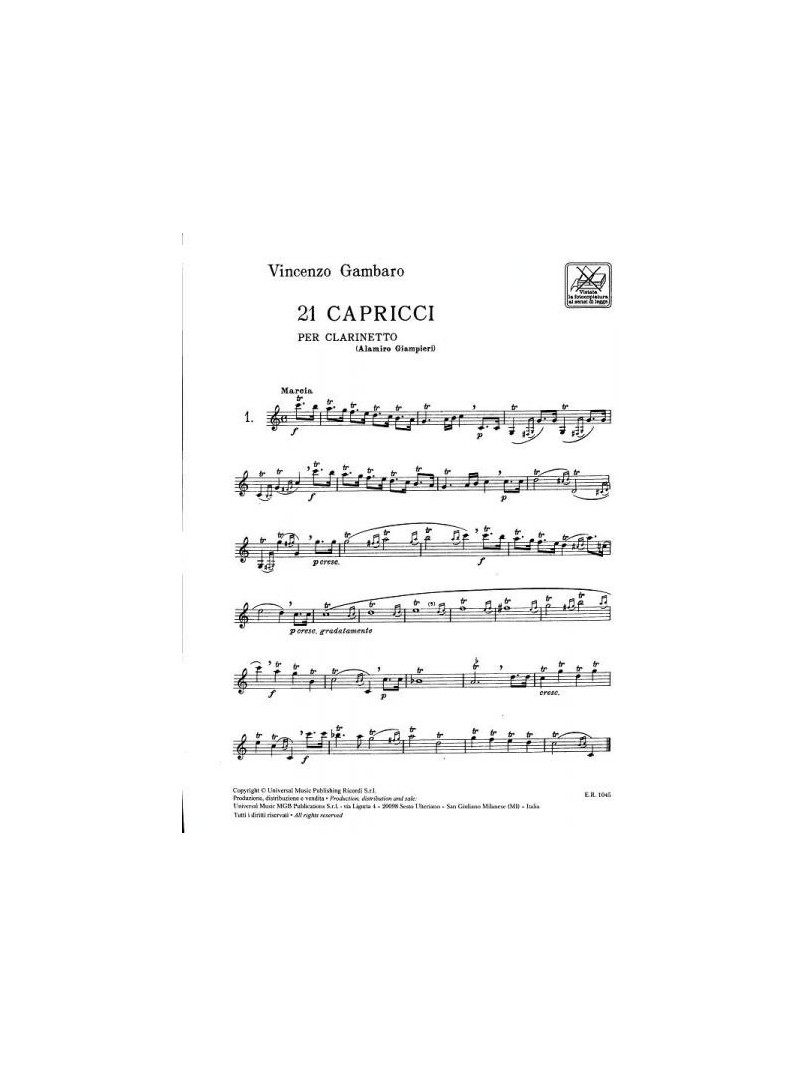 Gambaro - 21 Capricci per clarinetto