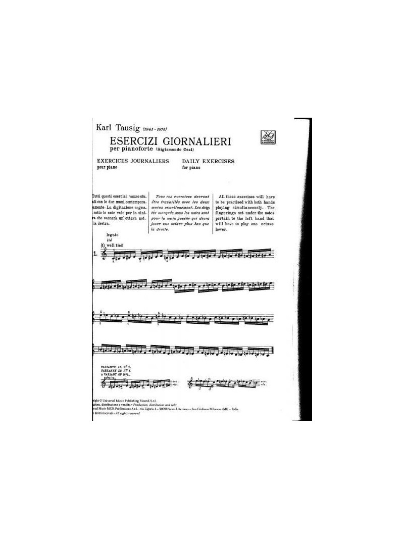 Esercizi giornalieri - Per pianoforte