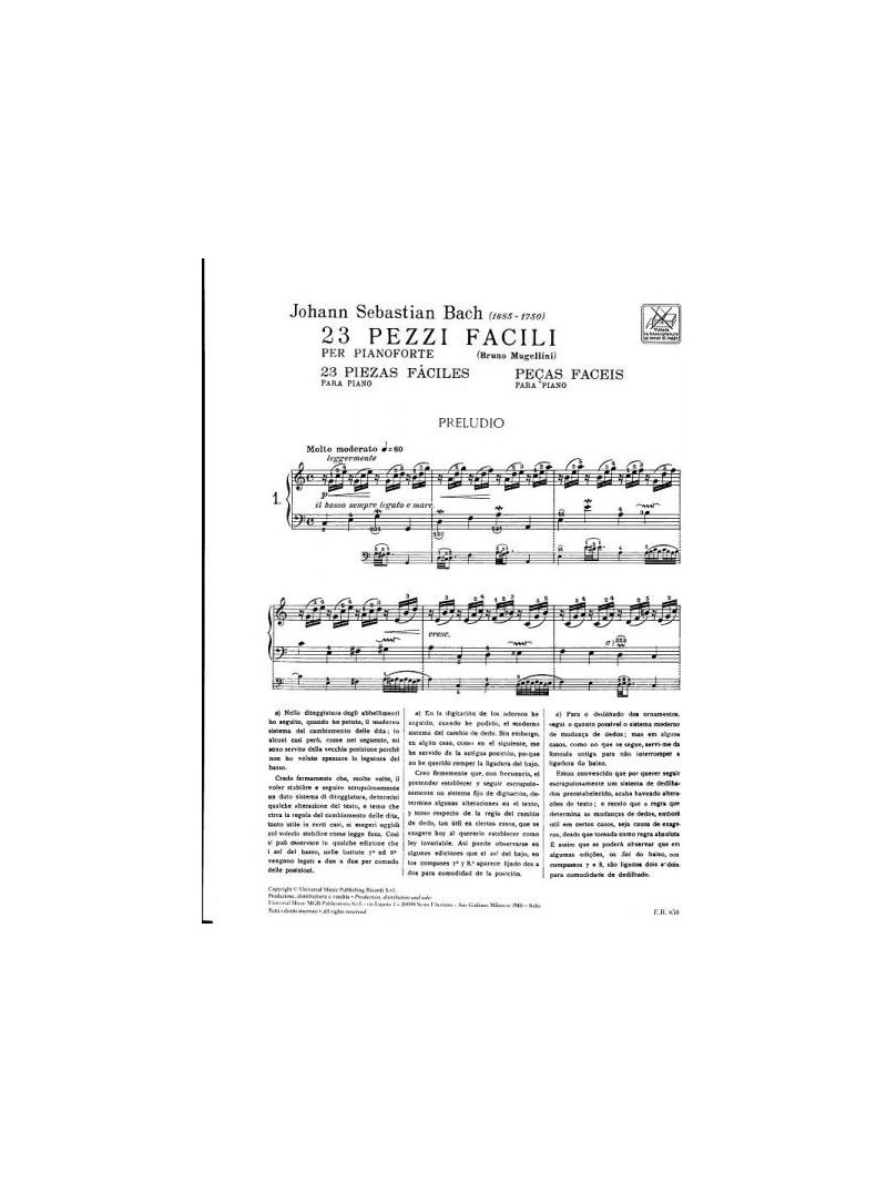 bach 23 Pezzi facili Per pianoforte