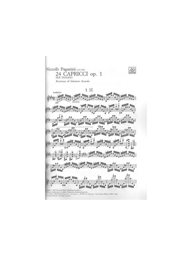 24 Capricci Op. 1 - Per Violino
