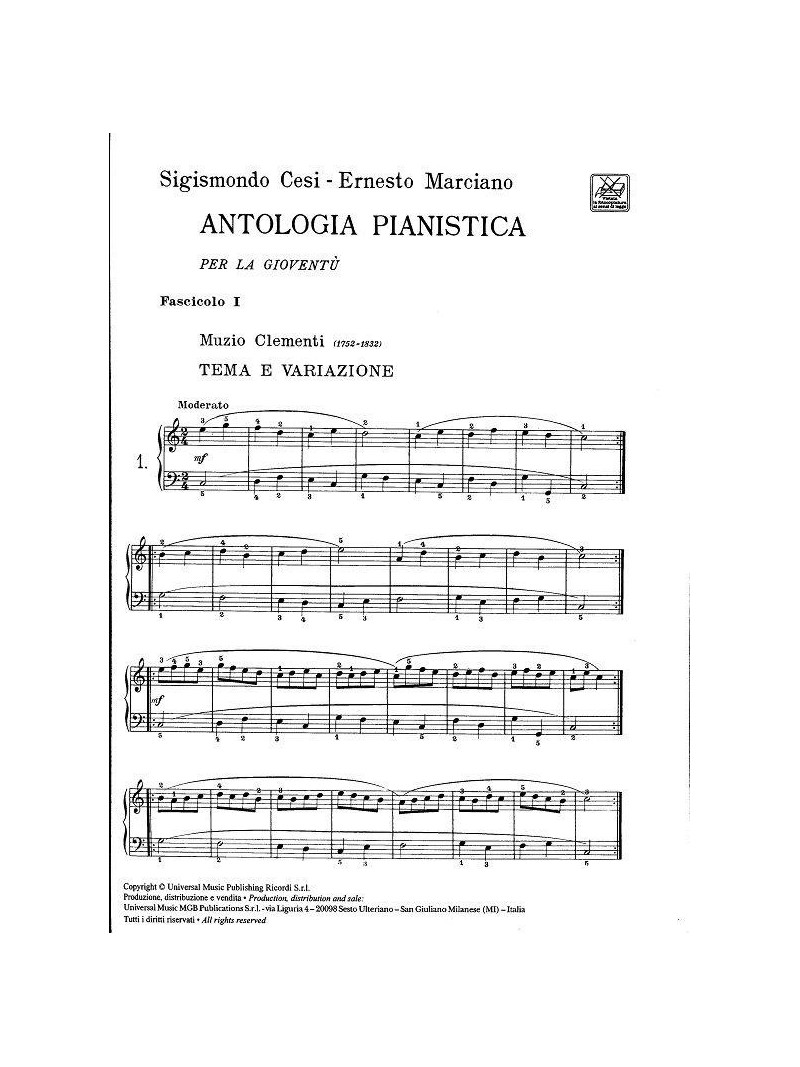 Antologia pianistica per la gioventù - Fasc. I