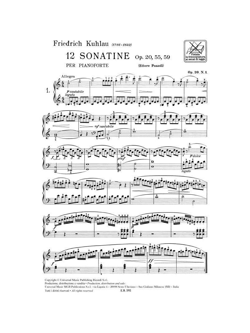 12 Sonatine Op.20, 55, 59 Per Pianoforte