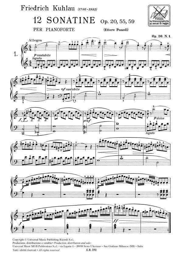 12 Sonatine Op.20, 55, 59 Per Pianoforte