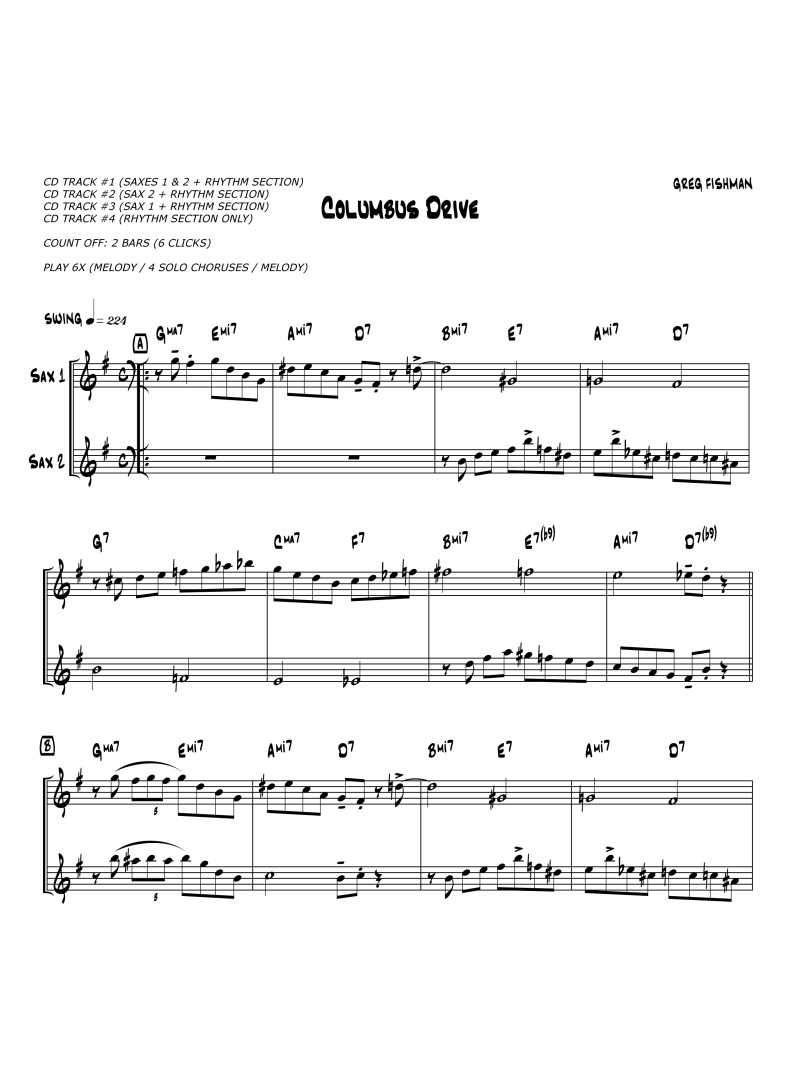 Jazz Saxophone Duets (book/2 CD)