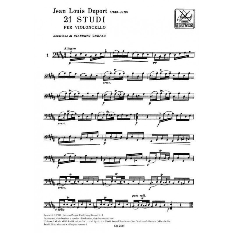 21 Studi per Violoncello