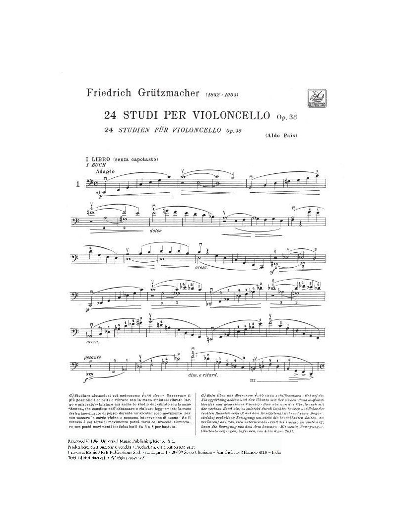 24 studi per violoncello Op.28 Libro 1