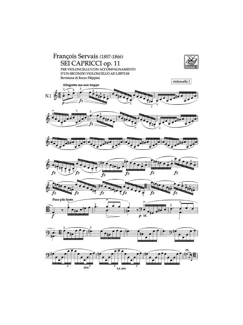 Servais - Sei Capricci per Violoncello Op. 11
