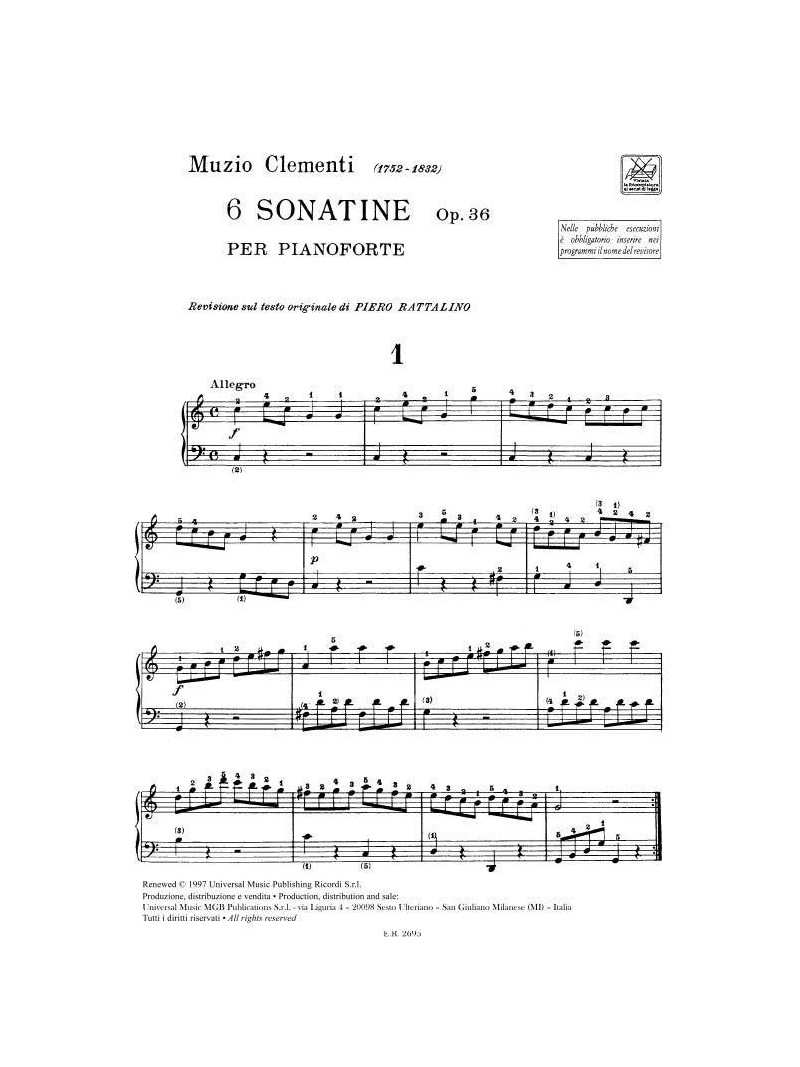 6 Sonatine Op. 36 per pianoforte