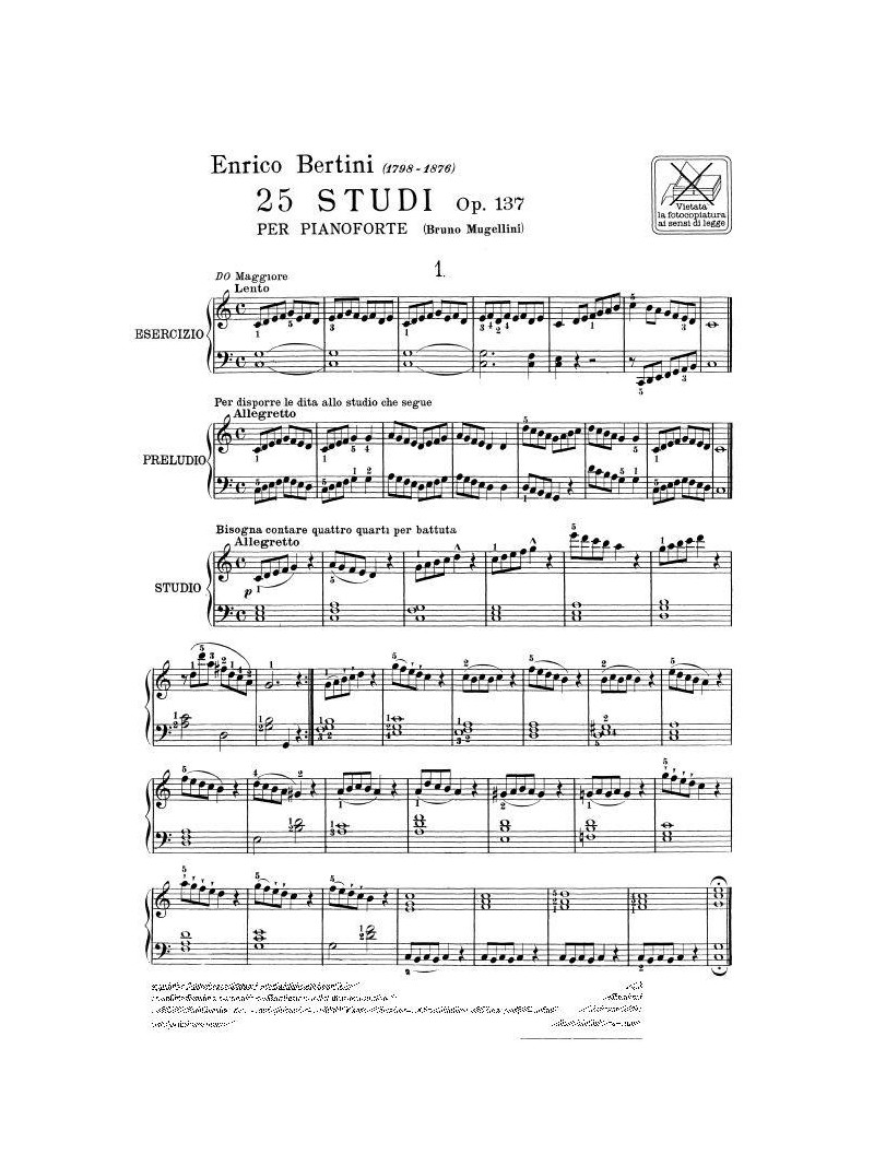 Bertini - 25 Studi Op. 137