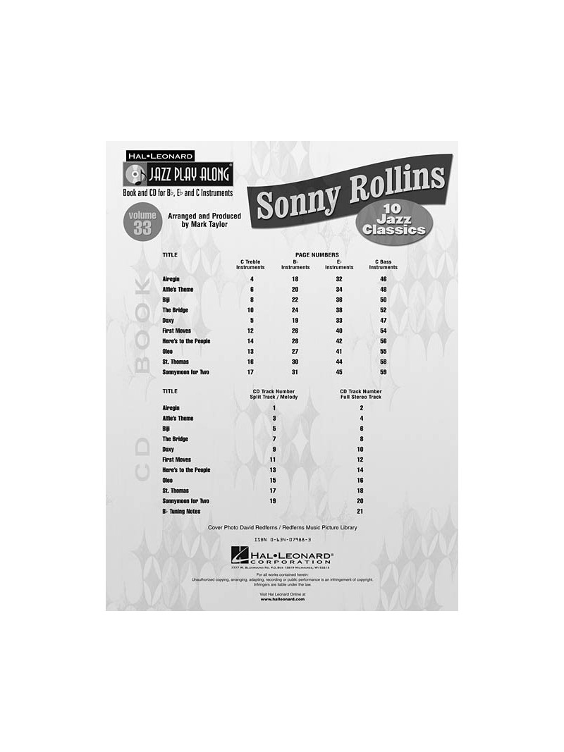 Sonny Rollins: Jazz Play-Along Volume 33 (book/CD)