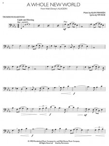 Disney Movie Hits for Trombone/Baritone B.C. (book/Audio Online )