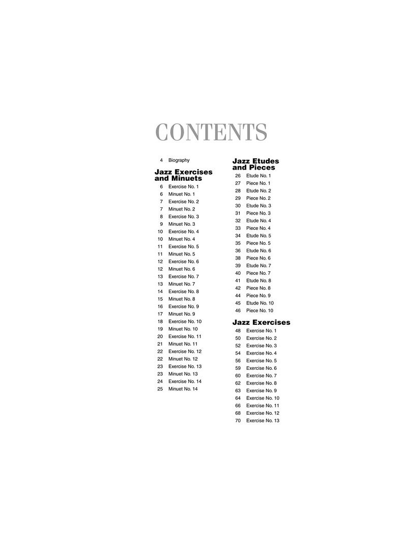 Jazz Exercises, Minuets, Etudes & Pieces for Piano