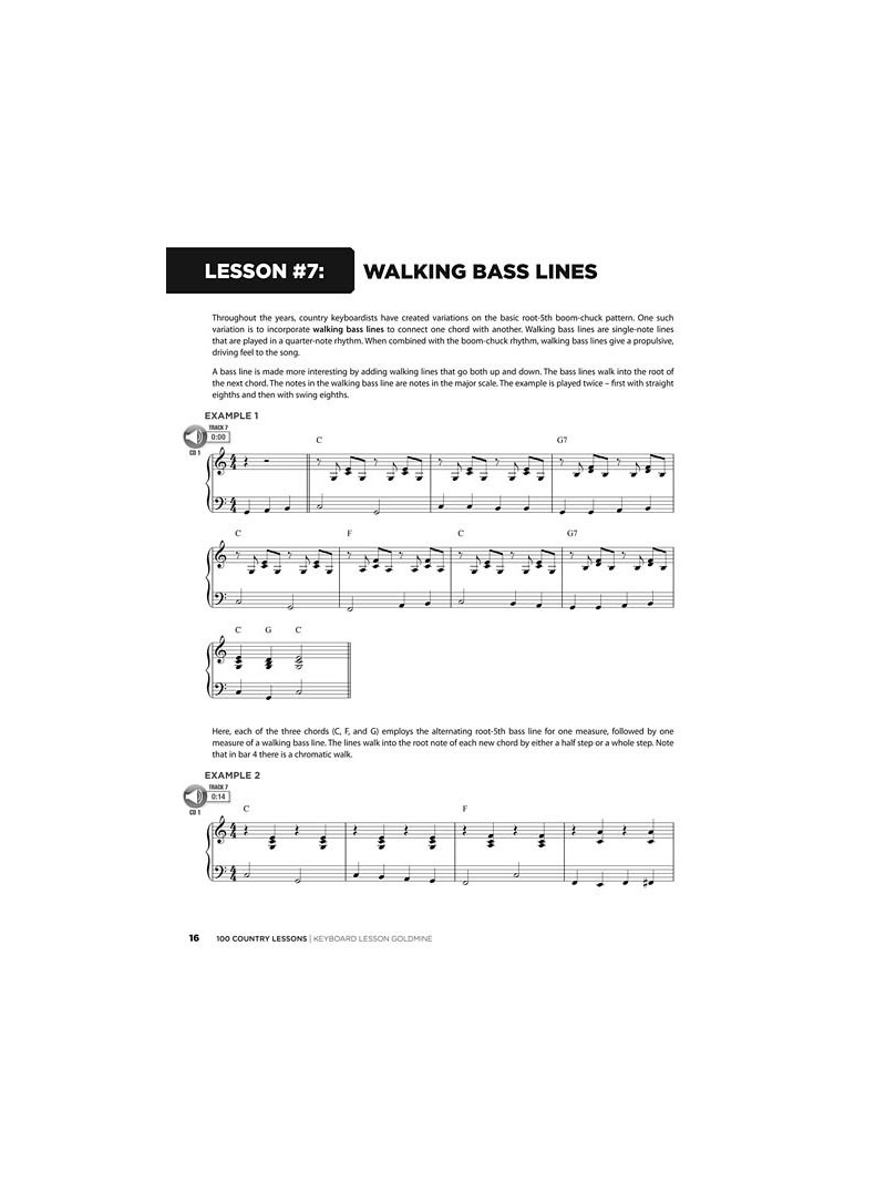 Goldmine : 100 Country Lessons  - Keyboard (book/2 CD)