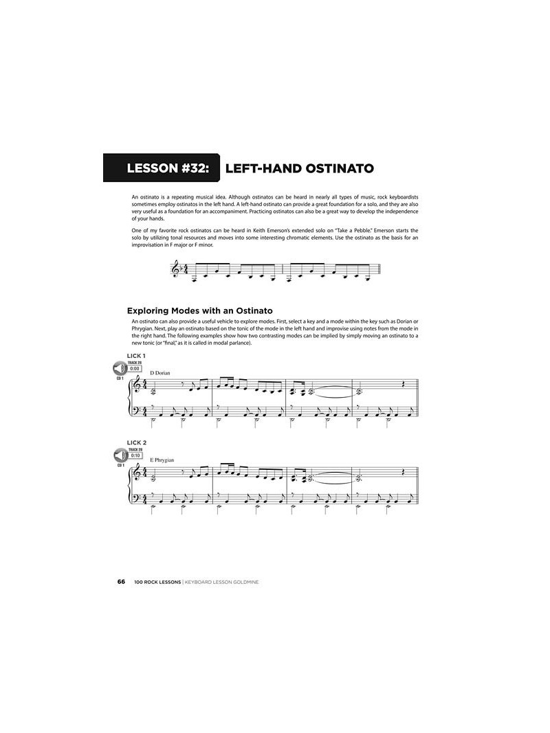 Goldmine : 100 Rock Lessons - Keyboard (book/2 CD)