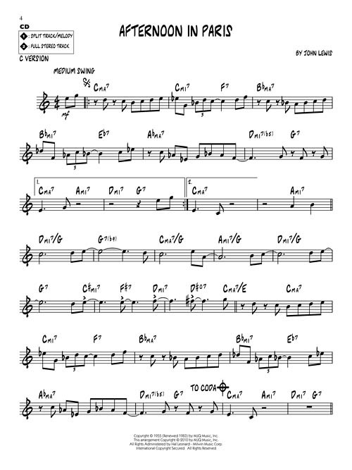 Jazz Play-Along vol.114: Modern Jazz Quartet (book/CD)