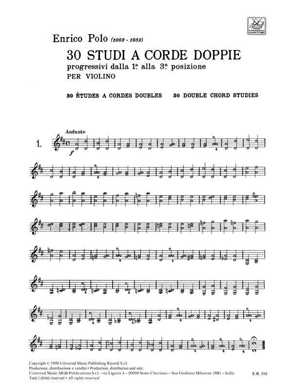 30 Studi a doppie corde (Per violino)