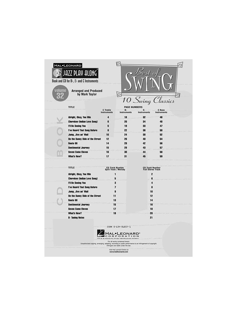 Jazz Play-Along vol.32: Best of Swing (book/CD)