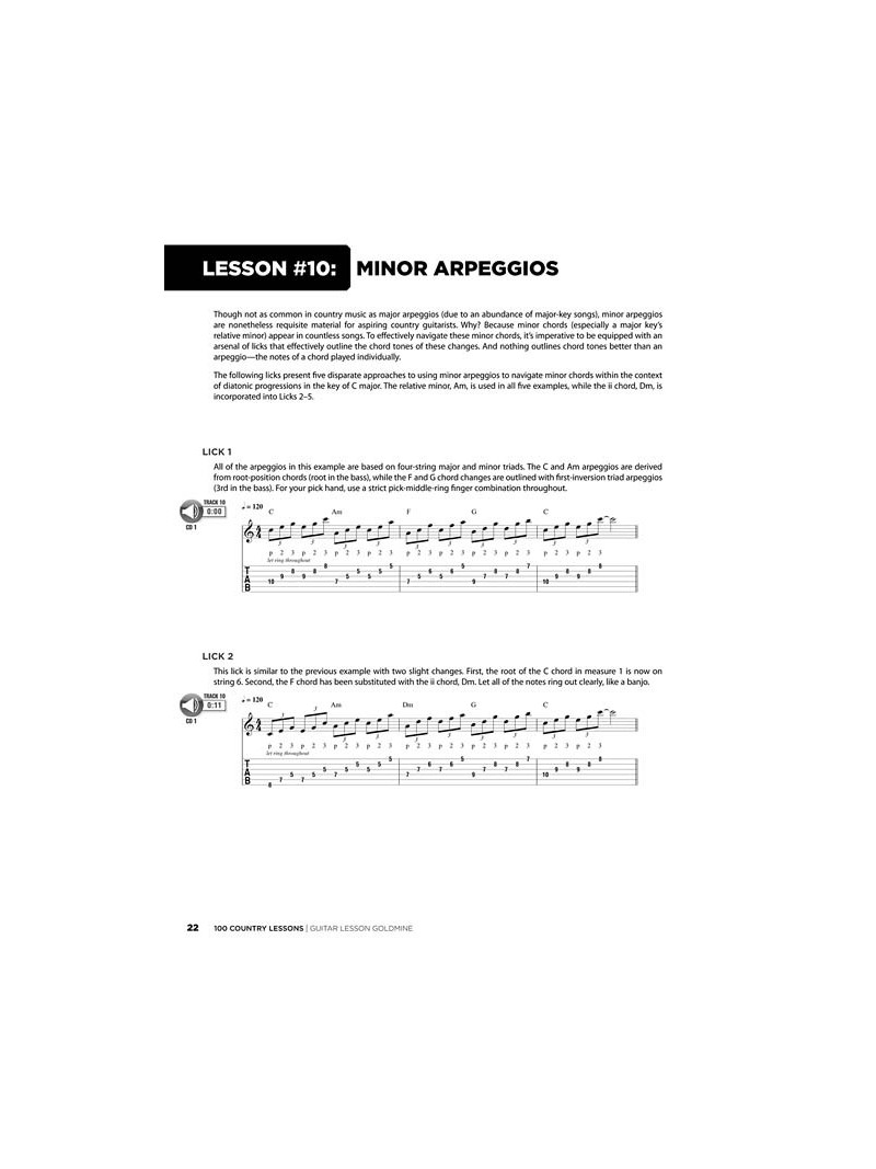 Goldmine : 100 Country Lessons - Guitar (book/2 CD)