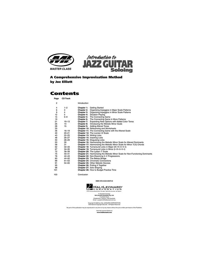 Introduction to Jazz Guitar Soloing (book/Cd)