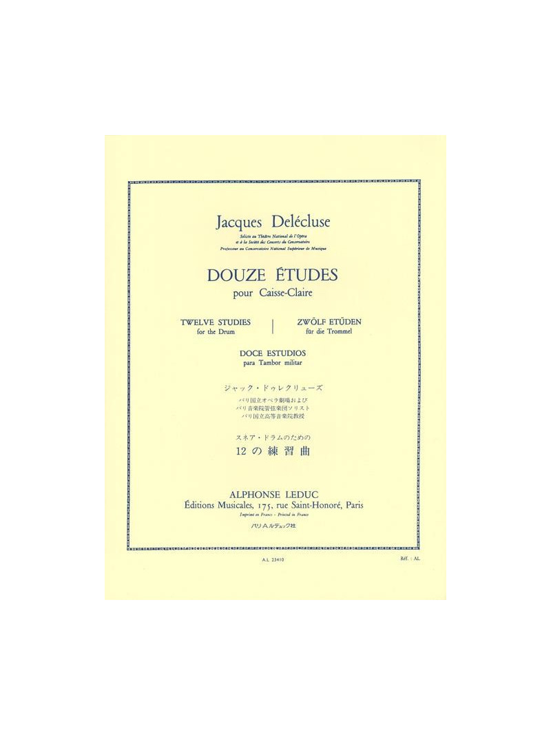 Douze Etudes pour Caisse-Claire