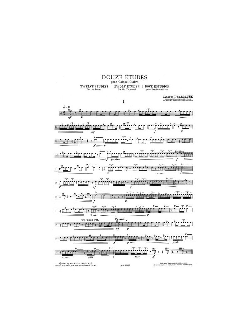 Douze Etudes pour Caisse-Claire