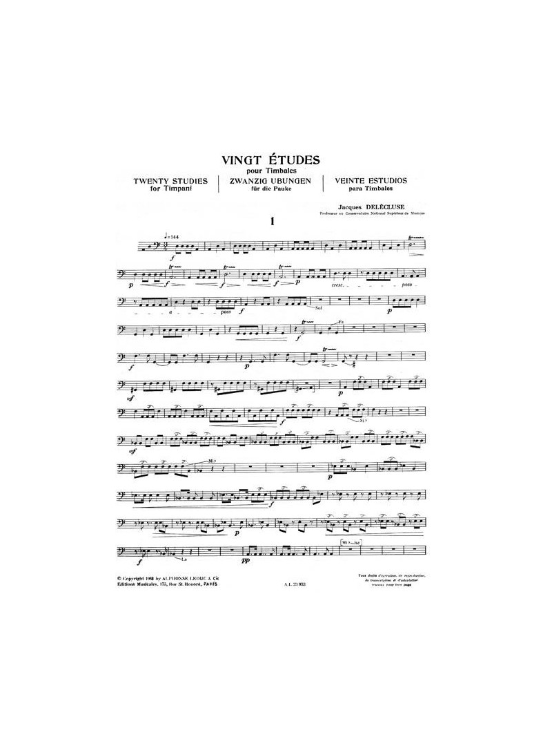 vinght Etudes pour Timbales