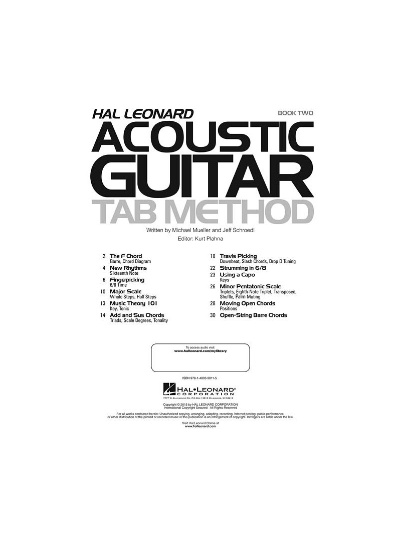Hal Leonard Acoustic Guitar Tab Method 2 (book/Audio Online)