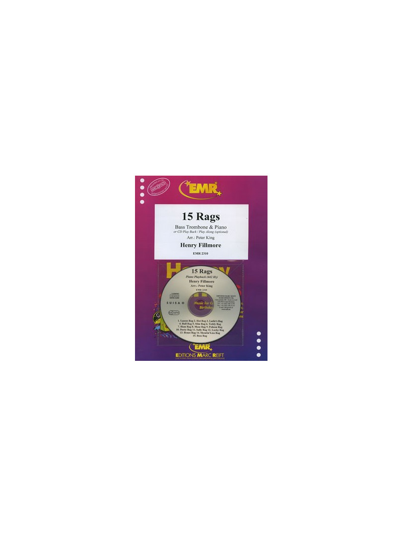 15 Rags - Bass Trombone  (book/CD Play-along)