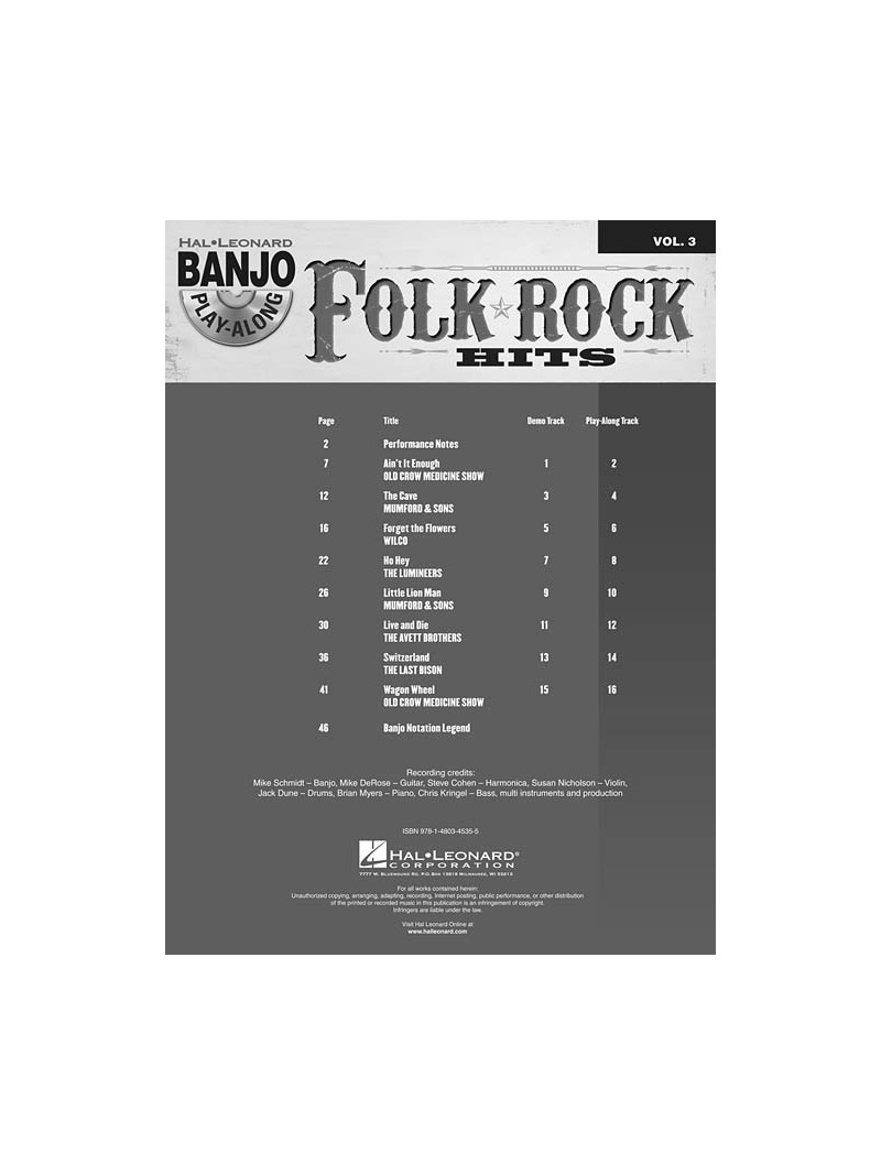 Folk Rock: Banjo Play-Along Volume 3 (book/CD)