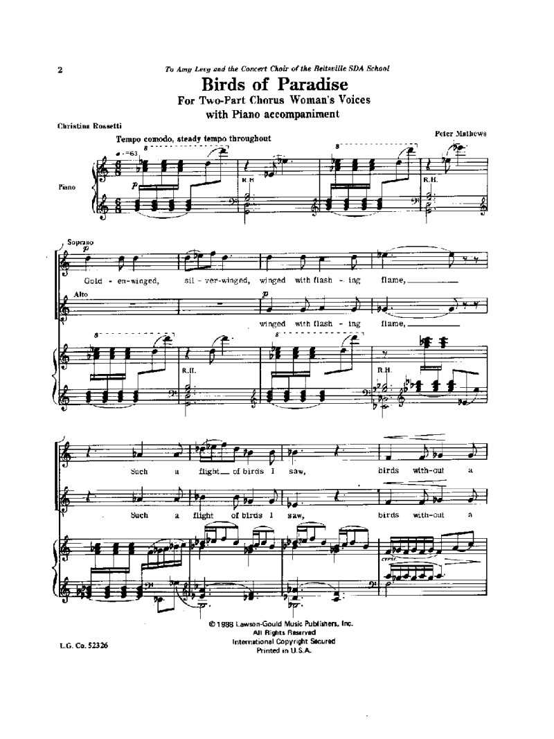 Birds of Paradise (Choral S.A.)