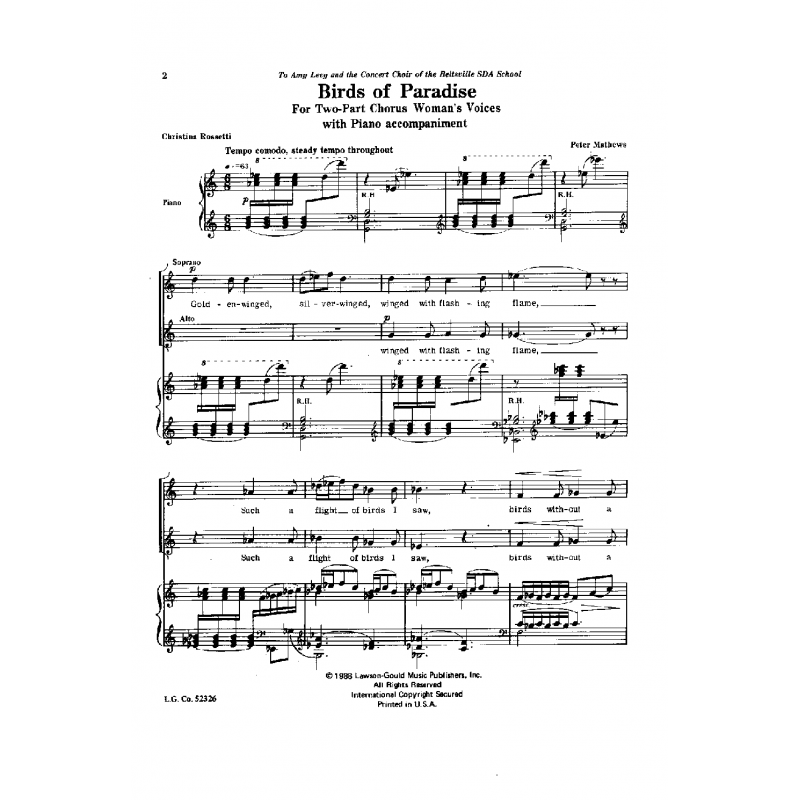 Birds of Paradise (Choral S.A.)