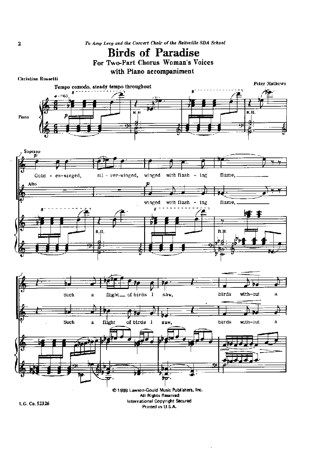 Birds of Paradise (Choral S.A.)