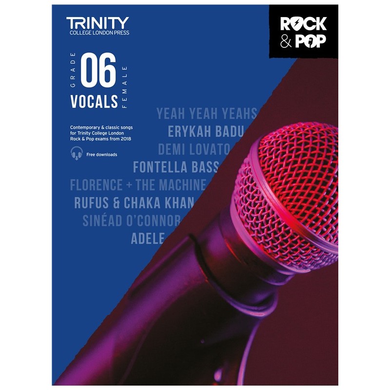 Rock & Pop Exams: Female Vocals Grade 6 from 2018 (book/download)