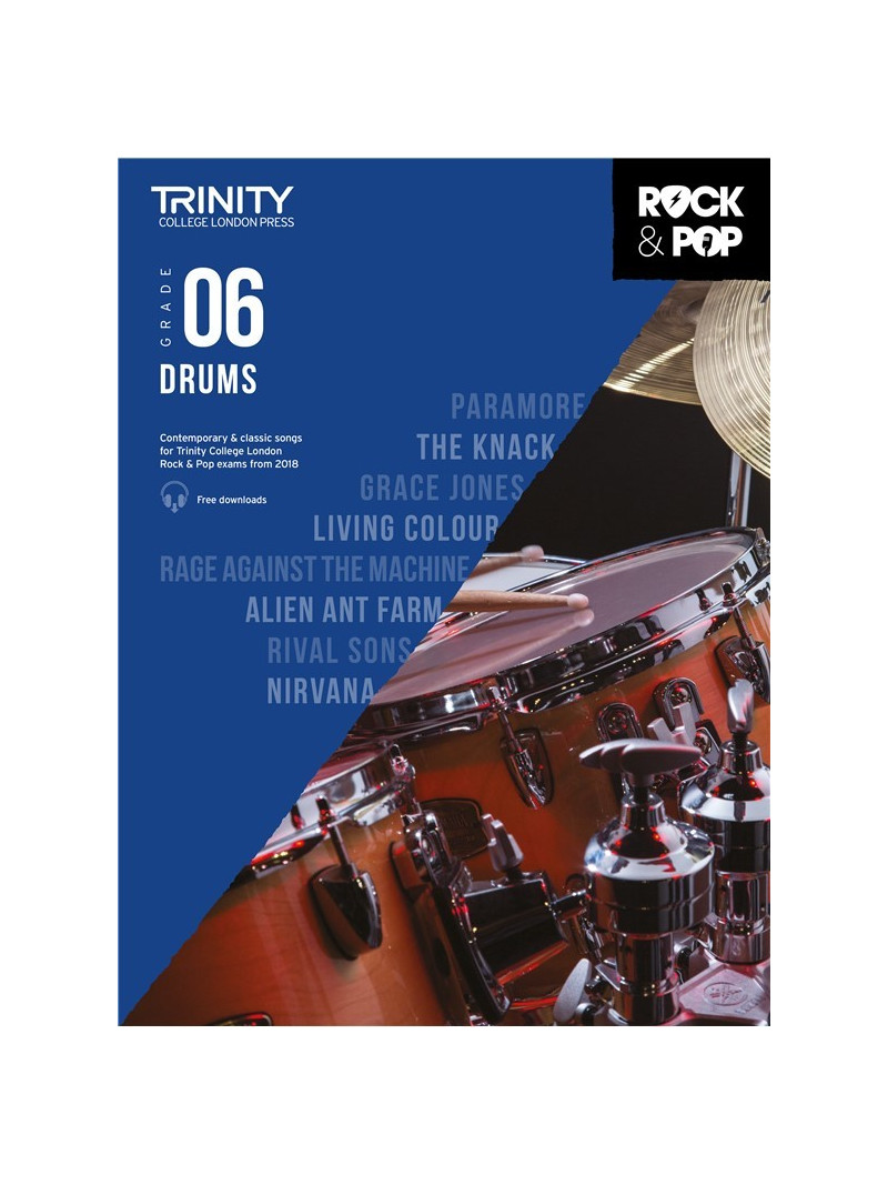 Rock & Pop Exams: Drums Grade 6 from 2018 (book/download)