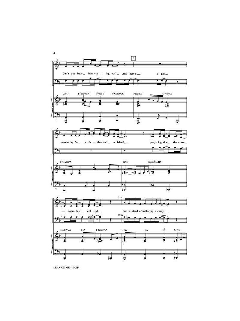 Lean On Me (SATB)