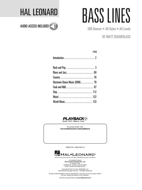 Hal Leonard Bass Method: Bass Lines (book/Audio Online)