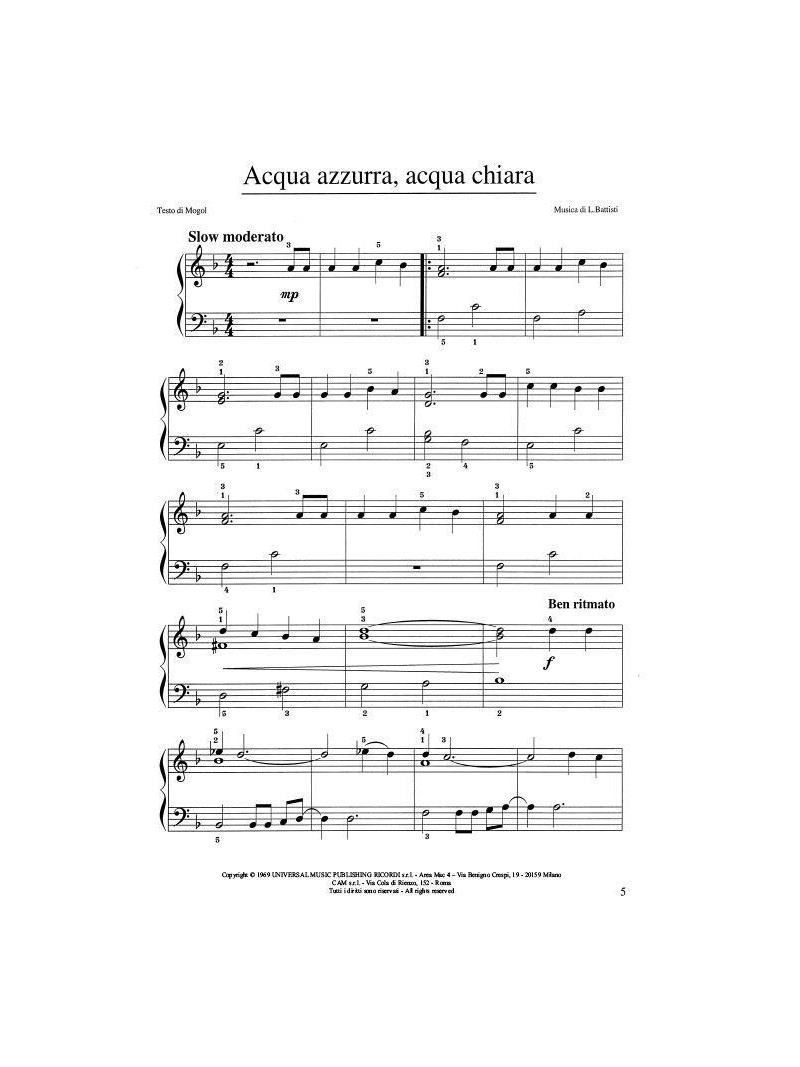 Primi passi sulla tastiera del pianoforte con le canzoni